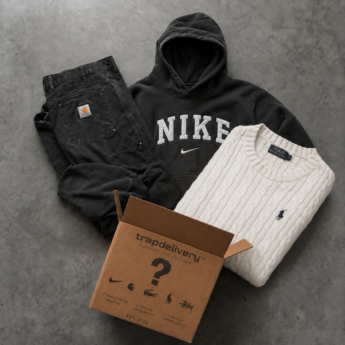 3 PIECE VINTAGE MYSTERY BOX Nike, Adidas, Lacoste, Polo, Stüssy, Carhartt, YSL.